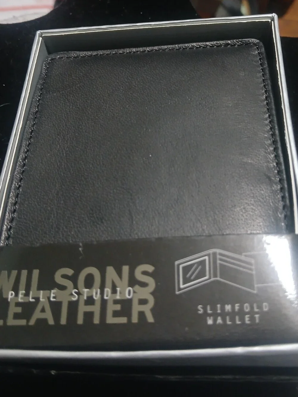 NIB Wilsons Leather Black Slimfold  Wallet
